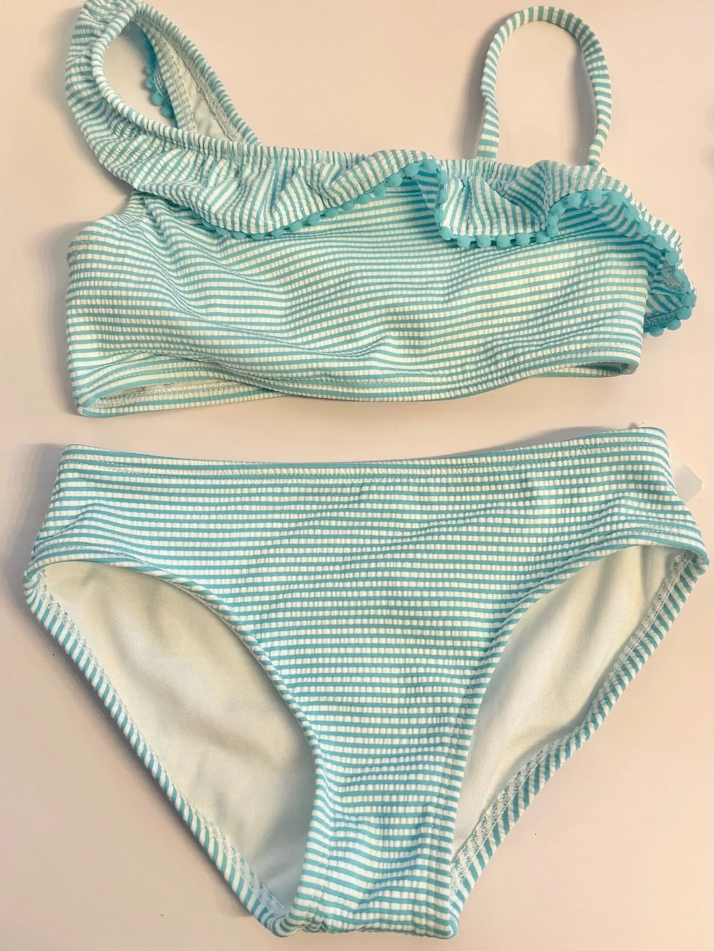 Cat & Jack Girls' Mint Stripe Bikini and Art class Leopard One-Piece Swim Set